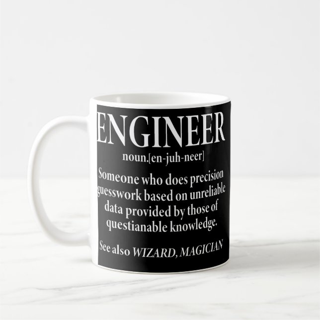 Caneca De Café Engenharia Engraçado de Definição de engenheiro  (Esquerda)