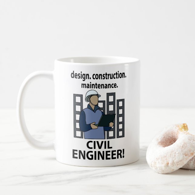 Caneca De Café Engenheiro Civil de Design Engenheiro (Com Donut)