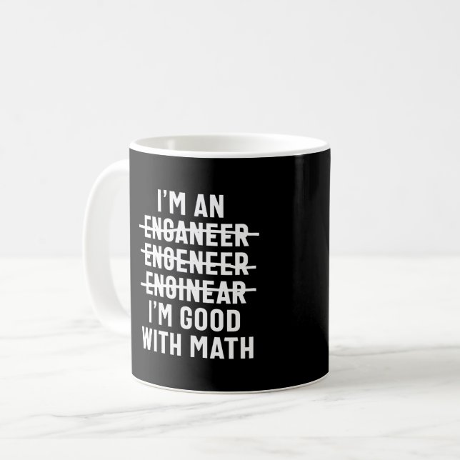 Caneca De Café Engenheiro. Sou bom com matemática (Frente Esquerda)
