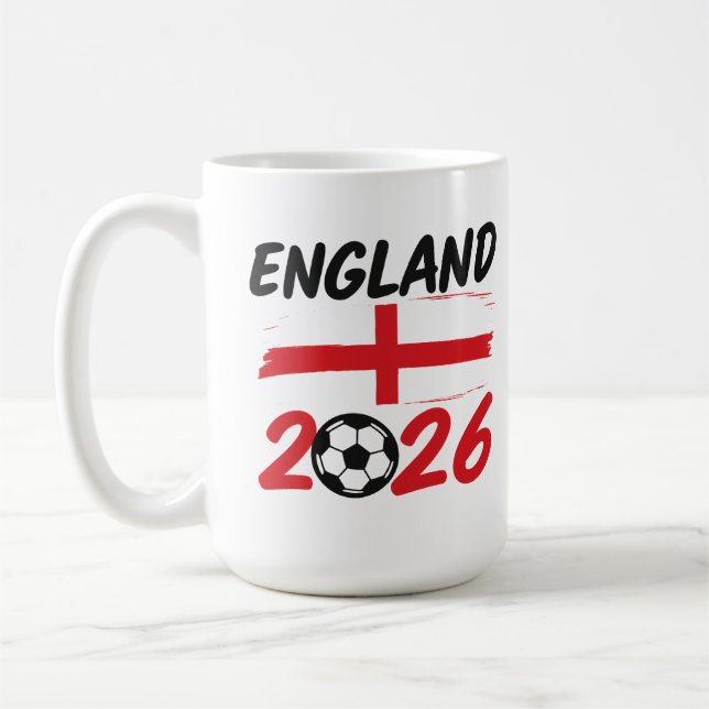 Caneca De Café England 2026 Soccer Fan Design, Cross and Football (Esquerda)
