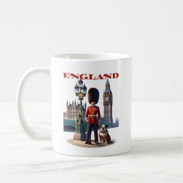 Caneca De Café England Buckingham Palace Guarda e Buldogue
