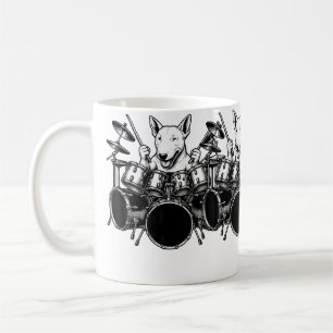 Caneca De Café English Bull Terrier Tocando Tambores Baterista Am