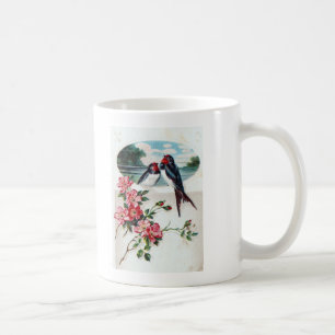 Caneca De Café Engordas de celeiro e flores cor-de-rosa