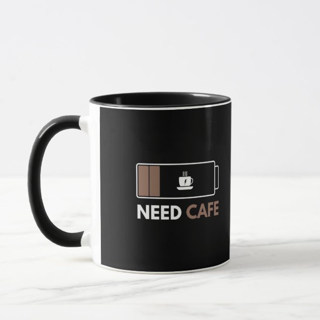 Caneca de Café Engraçada Bateria Baixa Need Cafe (Esquerda)
