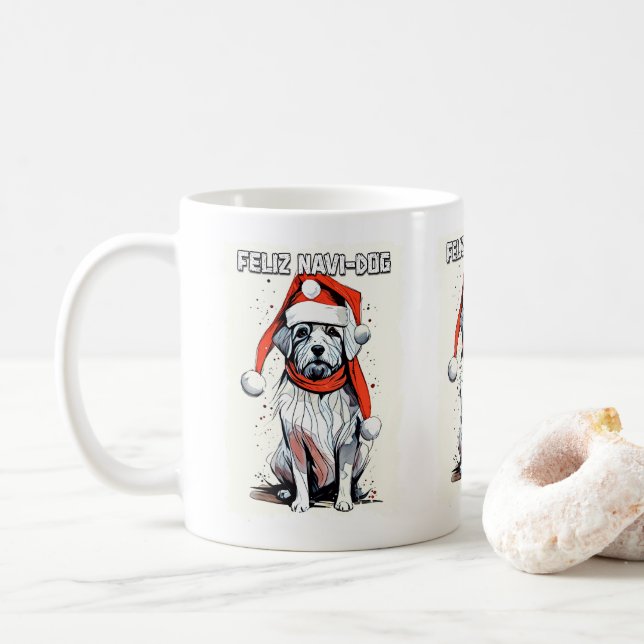 Caneca De Café Engraçada citação de Natal Cachorro de Papais noei (Com Donut)