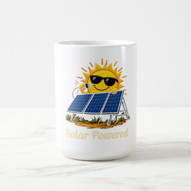 Caneca de café engraçada com sol e painel solar al (Centro)
