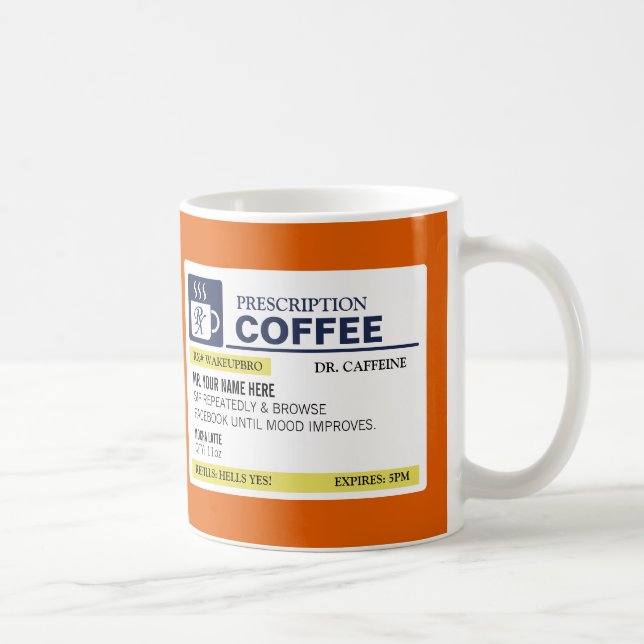 Caneca de café engraçada da prescrição (Direita)