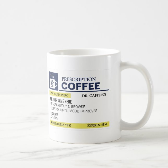 Caneca de café engraçada da prescrição (Direita)