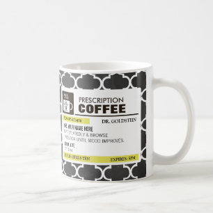 Caneca de café engraçada da prescrição com