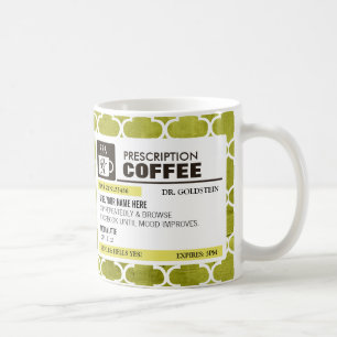 Caneca de café engraçada da prescrição com