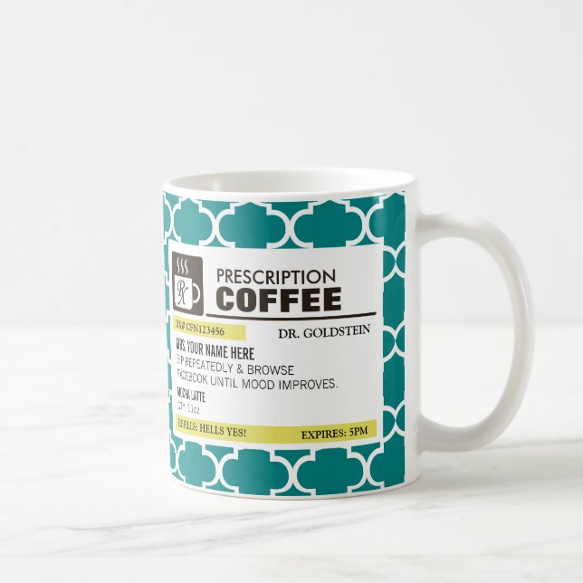 Caneca de café engraçada da prescrição - teste (Direita)