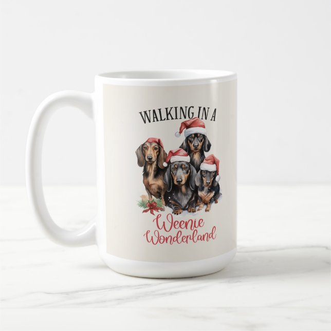 Caneca de café engraçada de cachorro de Natal Dach (Esquerda)