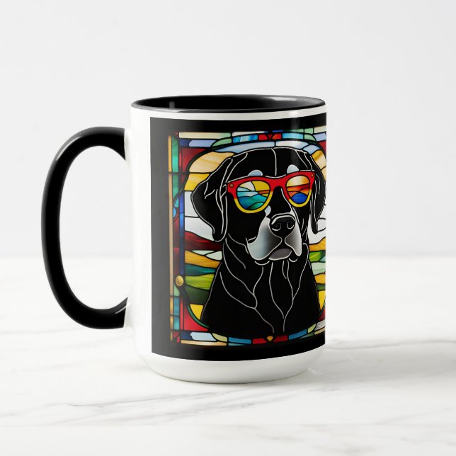 Caneca de café engraçada de vidro colorido com Lab (Esquerda)