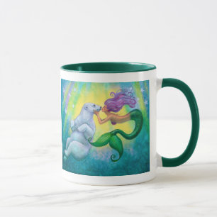 Caneca de café engraçada do beijo do urso polar