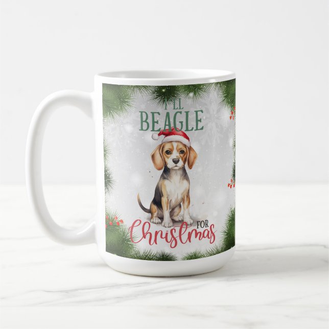 Caneca de café engraçada do cão Beagle Natal Pun (Esquerda)