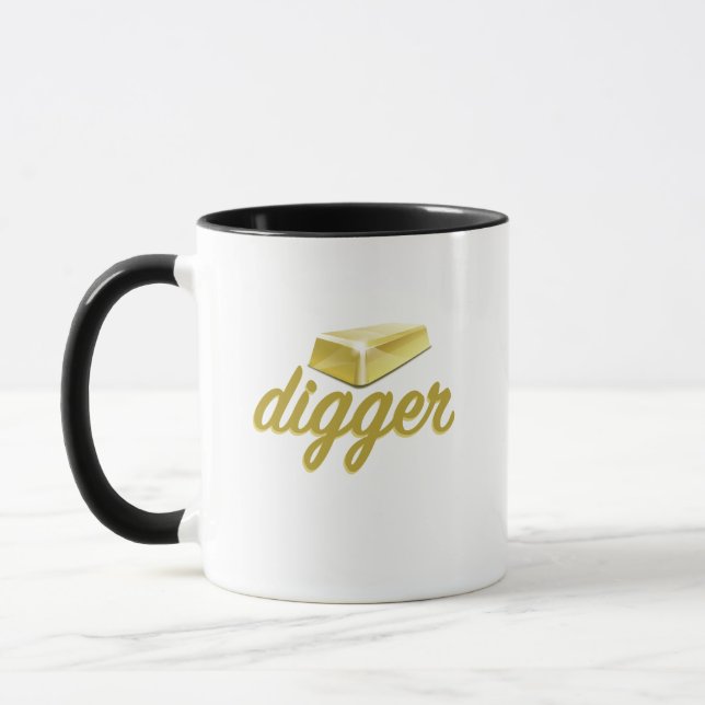 Caneca de café engraçada do escavador Dourado (Esquerda)