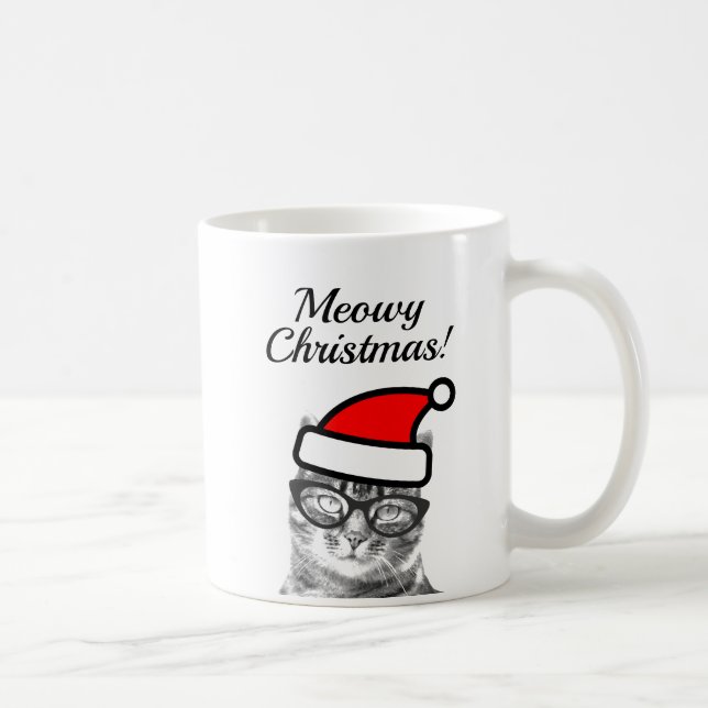 Caneca de café engraçada do gato do papai noel do (Direita)