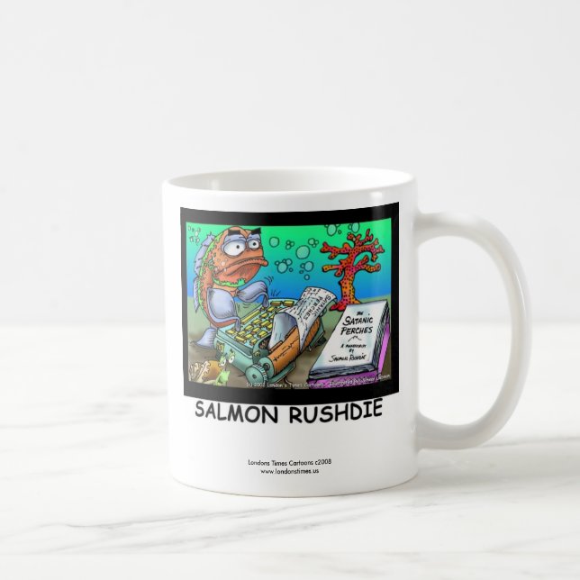 Caneca de Café Engraçada do Salman Rushdie Peixe (Direita)