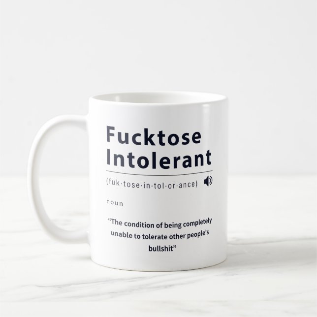 Caneca de Café Engraçada Intolerante à Merda (Esquerda)