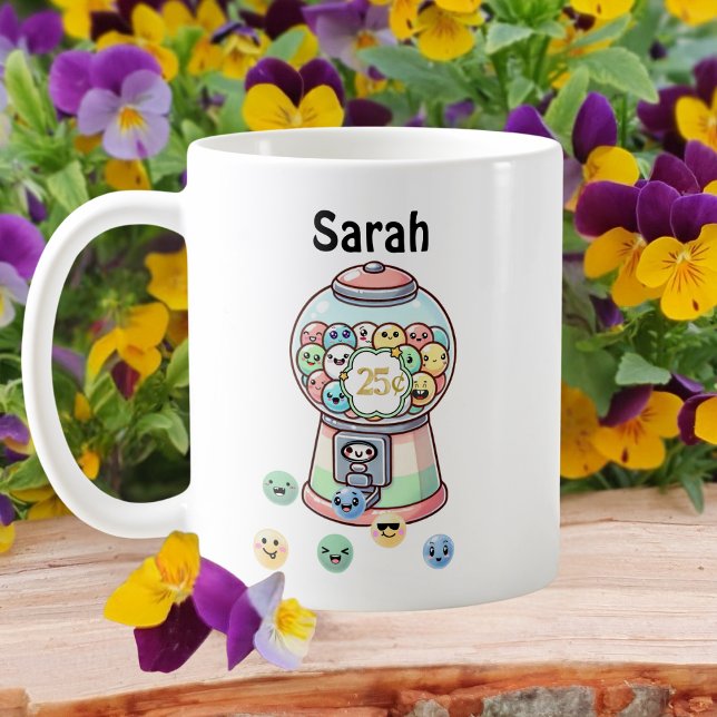 Caneca De Café Engraçada Máquina Gumball, Nome Personalizado para (Criador carregado)
