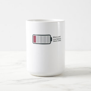 Caneca de Café Engraçada "Nível da Mamãe: Bateria