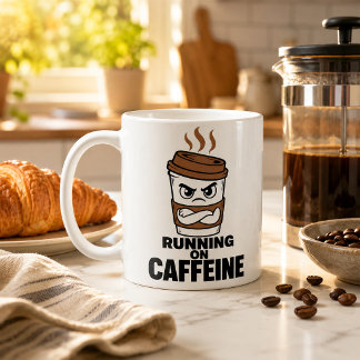 Caneca de Café Engraçada para Corredores de Cafeín