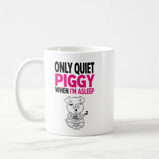 Caneca de Café Engraçada Porca Quieta Estou Dormin