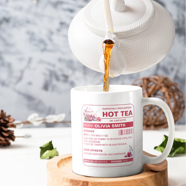 Caneca De Café Engraçada Prescrição de Chá Quente Tea Coffee Mug (Criador carregado)