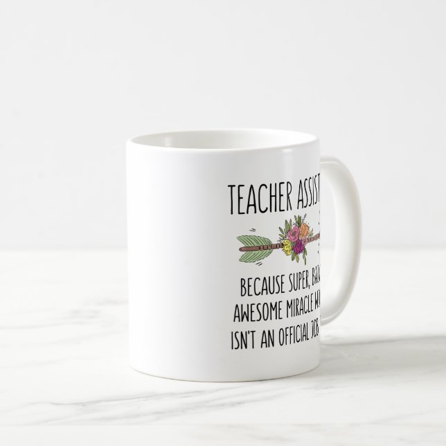 Caneca De Café Engraçada Professora Assistente de Educação Junta  (Frente Esquerda)