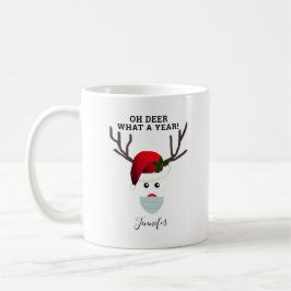 Caneca De Café Engraçada Reindeer de Máscara de Natal Personaliza