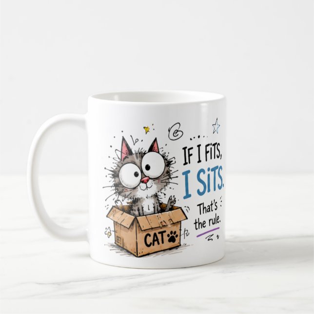 Caneca de café engraçada "Se Couber, Eu Sento" com (Esquerda)