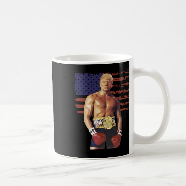 Caneca De Café Engraçada Trump Rocky Boxer Memer Boxer USA Flag P (Direita)