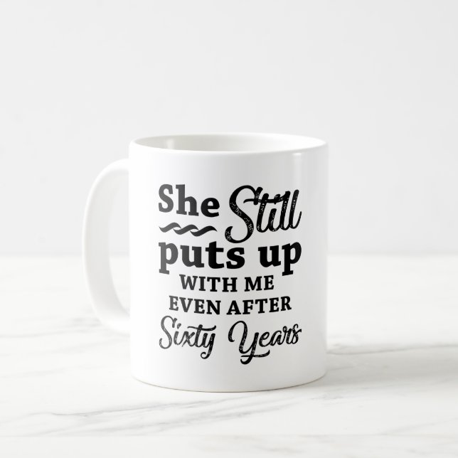 Caneca De Café Engraçado 60º aniversário de casamento (Frente Esquerda)