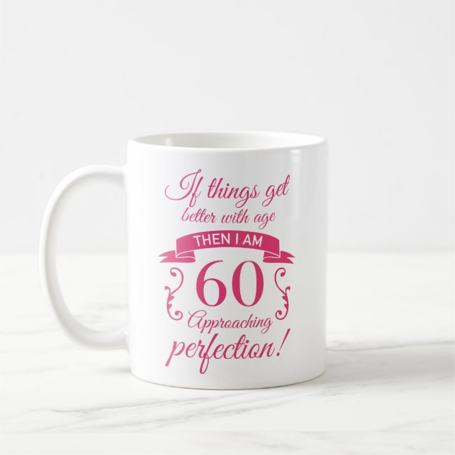 Caneca De Café Engraçado 60º aniversário "Perfeição" (Esquerda)