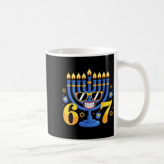 Caneca De Café Engraçado 6-7 Menorá Meme Hanukkah Feriado  (Direita)
