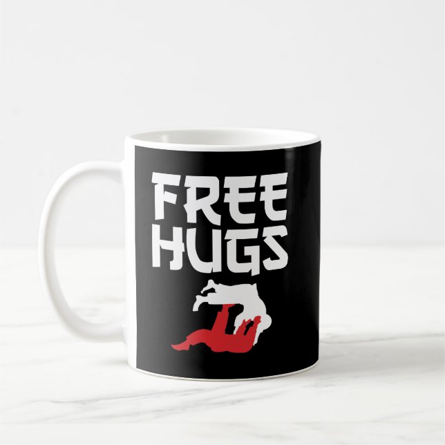 Caneca De Café Engraçado Abraço Livre BJJ Jiu-Jitsu Takedown (Esquerda)