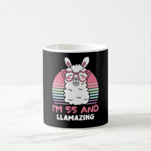 Caneca De Café Engraçado Adorável Llama 55º Presente De Aniversár