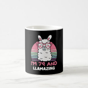 Caneca De Café Engraçado Adorável Llama 79º Presente De Aniversár