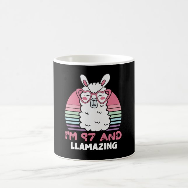Caneca De Café Engraçado Adorável Llama 97º Presente De Aniversár (Centro)