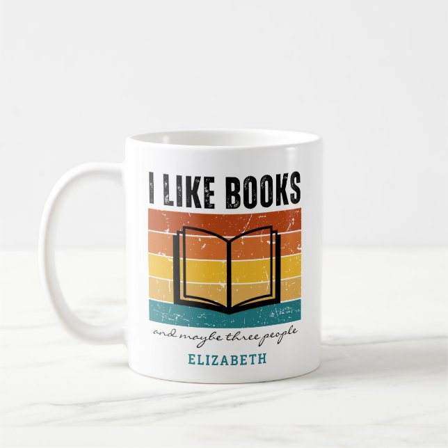 Caneca De Café Engraçado, adoro livros e talvez três Pessoas (Esquerda)