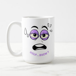 Caneca De Café Engraçado Ajudar A Fazer Cartoon De Rosto Sonolent