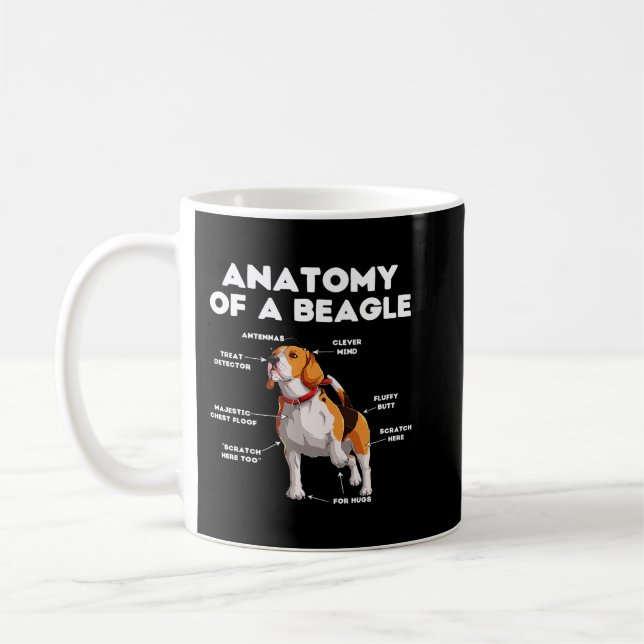 Caneca De Café Engraçado Anatomia de um Beagle 93 (Esquerda)