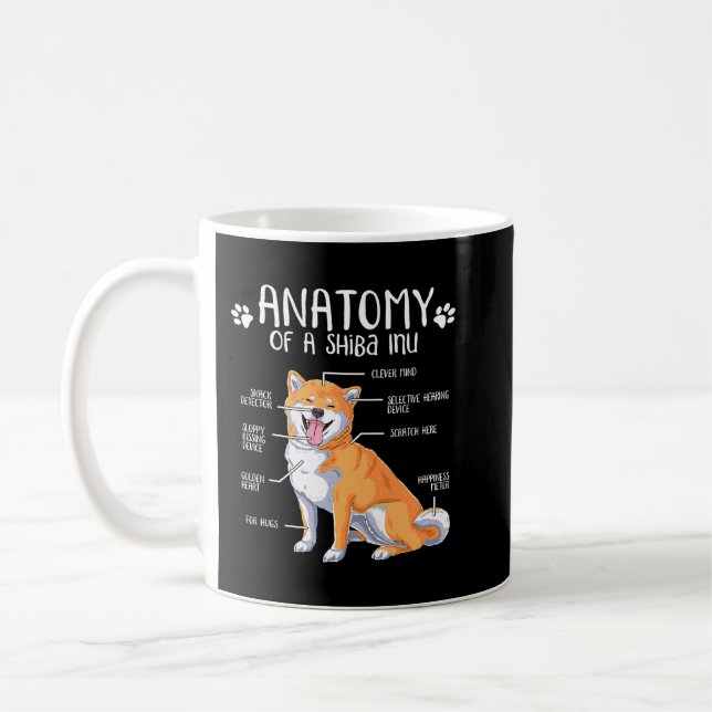 Caneca De Café Engraçado Anatomia Shiba Inu Cão Lover 462 (Esquerda)