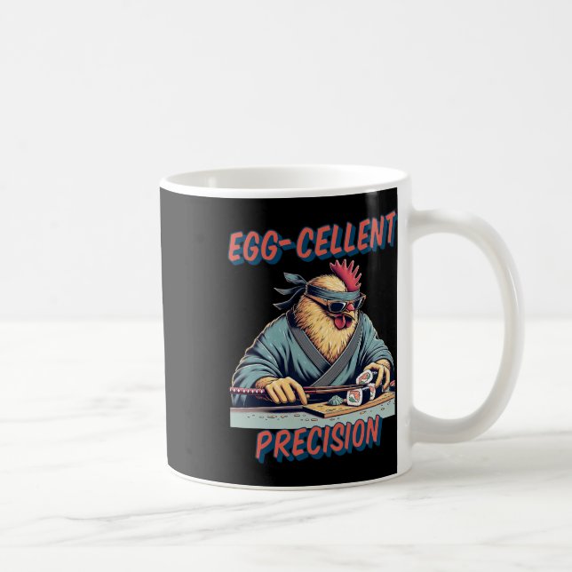 Caneca De Café Engraçado Anime Samurai Frango Sushi Eggcellent Fo (Direita)