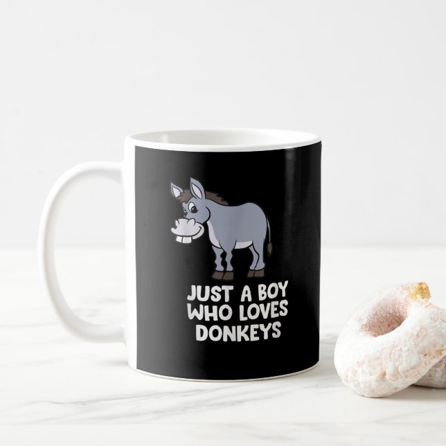 Caneca De Café Engraçado, apenas um menino que ama burros (Com Donut)