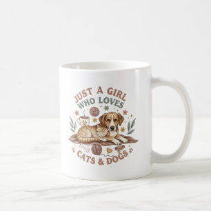 Caneca De Café engraçado Apenas uma garota que ama gatos e cães m