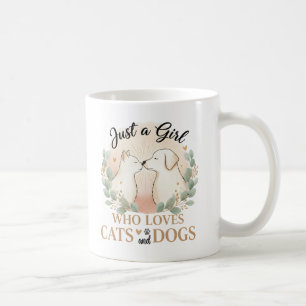 Caneca De Café engraçado Apenas uma garota que ama gatos e cães m