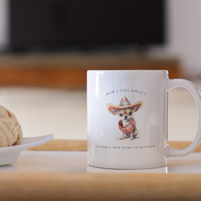 Caneca De Café Engraçado aprendizado espanhol | Chihuahua mexican (Criador carregado)