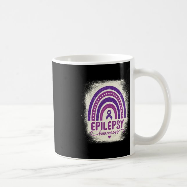 Caneca De Café Engraçado Arco-Íris Roxo Roxo Fita Epilepsia Awar (Direita)