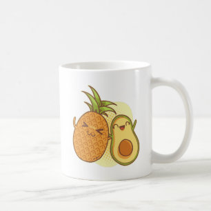 Caneca De Café Engraçado Avocado Pineapple Melhor Amigos BFF Kawa